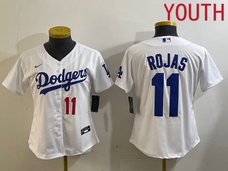 Youth Los Angeles Dodgers 11 Rojas White Game 2024 Nike MLB Jersey style 4